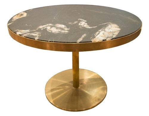 Laurent Brass and Marble Pedestal Table