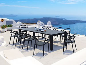 Dining Hospitality Mila Chair Black Outdoor Setting